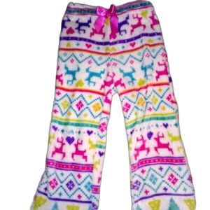 Komar Kids Girls Fleece PJ Loungewear Pants Soft Hearts Colorful Size XS 4/5